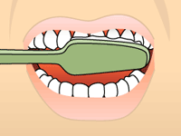 brushing diagram for preventative dental care, brushing over front teeth